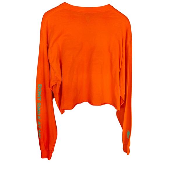 Billie Eilish Don't Smile At Me Orange Cropped Long Sleeve T-Shirt - Women's XL - Picture 7 of 7